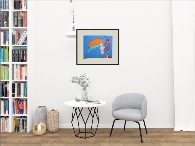 Peter Max framed on wall in modern room